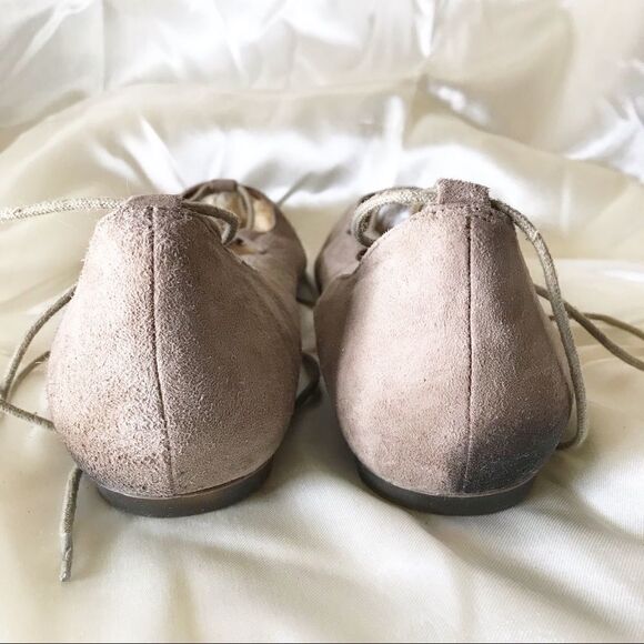 Me Too Amber Lace Up Tan Leather Suede Flats 10 - Picture 8 of 13